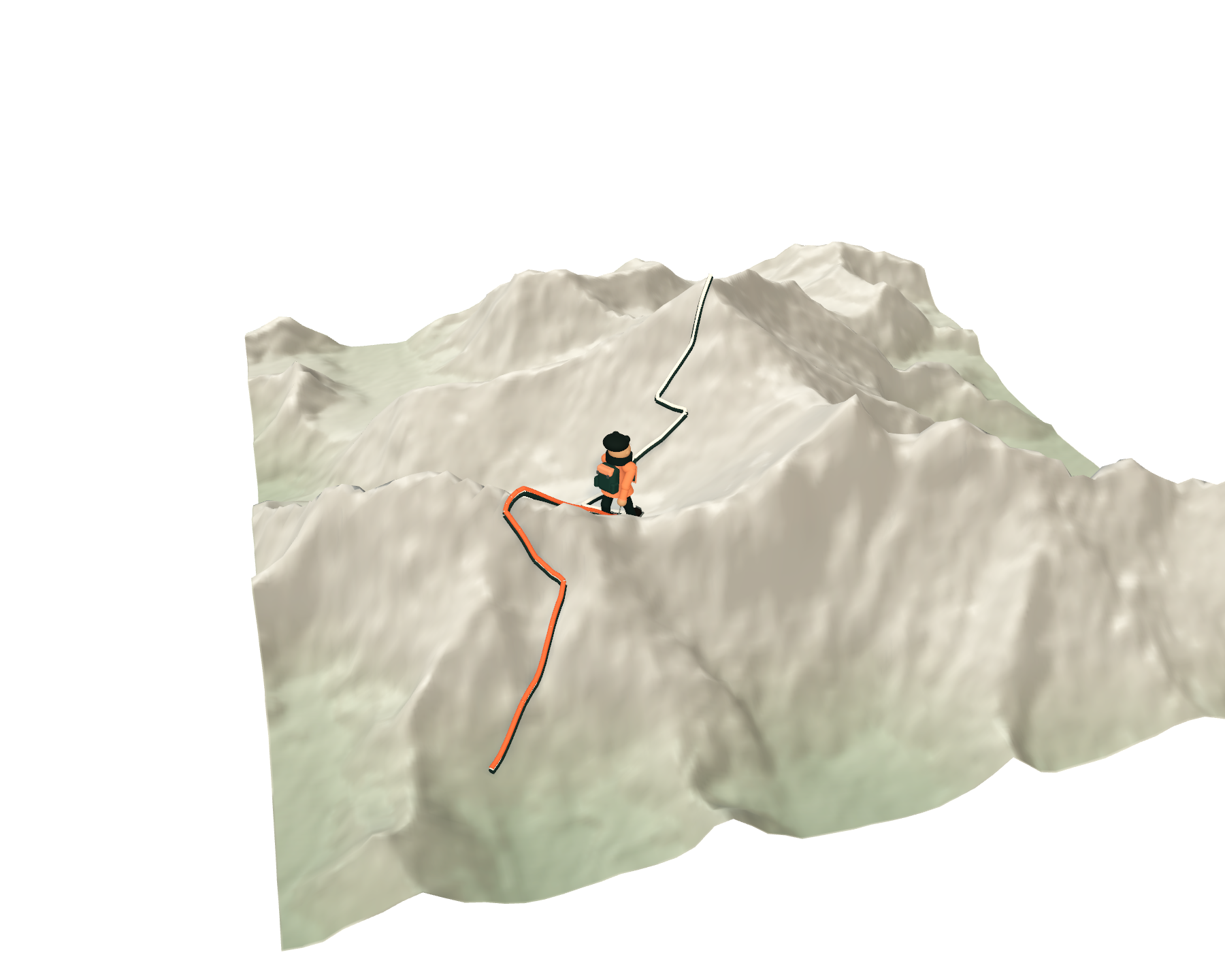 RIDGE terrain rendering of the Everest route area, with an illustrative virtual path.